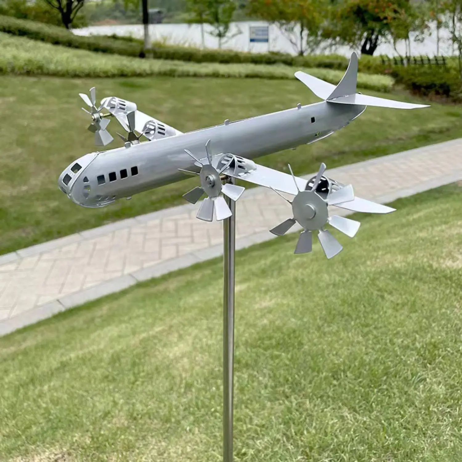 Metal Wind Spinner, Vintage Airplane Garden Sculpture and Decorative Stake for Outdoor Lawn and Patio Decor, Garden Sculptures And Decor, Outdoor Decor