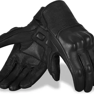 Hand Fellow Genuine Leather Motorcycle Gloves for Men Hard Knuckle Riding Gloves Touch Screen
