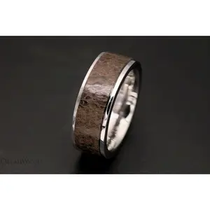 Dinosaur Bone Ring | Wedding Band | 8mm Stainless Steel Ring