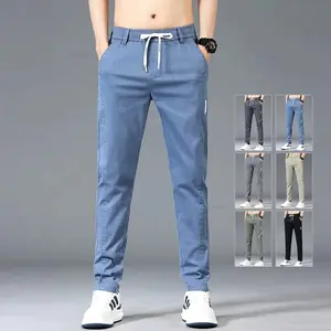 28-38 Men Chino Pants Slack Drawstring Spring Summer Autumn Casual Korean Office Work Slim fit Long Outfit Street Black Green Khaki Grey Blue