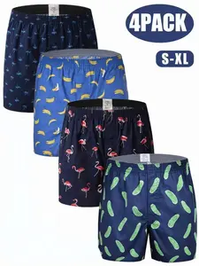 Mens Boxer Shorts Funny Boxers Sleep Short Plaid Cotton Loose Woven Boxers for Men Comfortable & Breathable Everyday Wear - Menswear, Casual, Tropical Relaxed Fit Loungewear Sleepwear Outfit shorts for summer