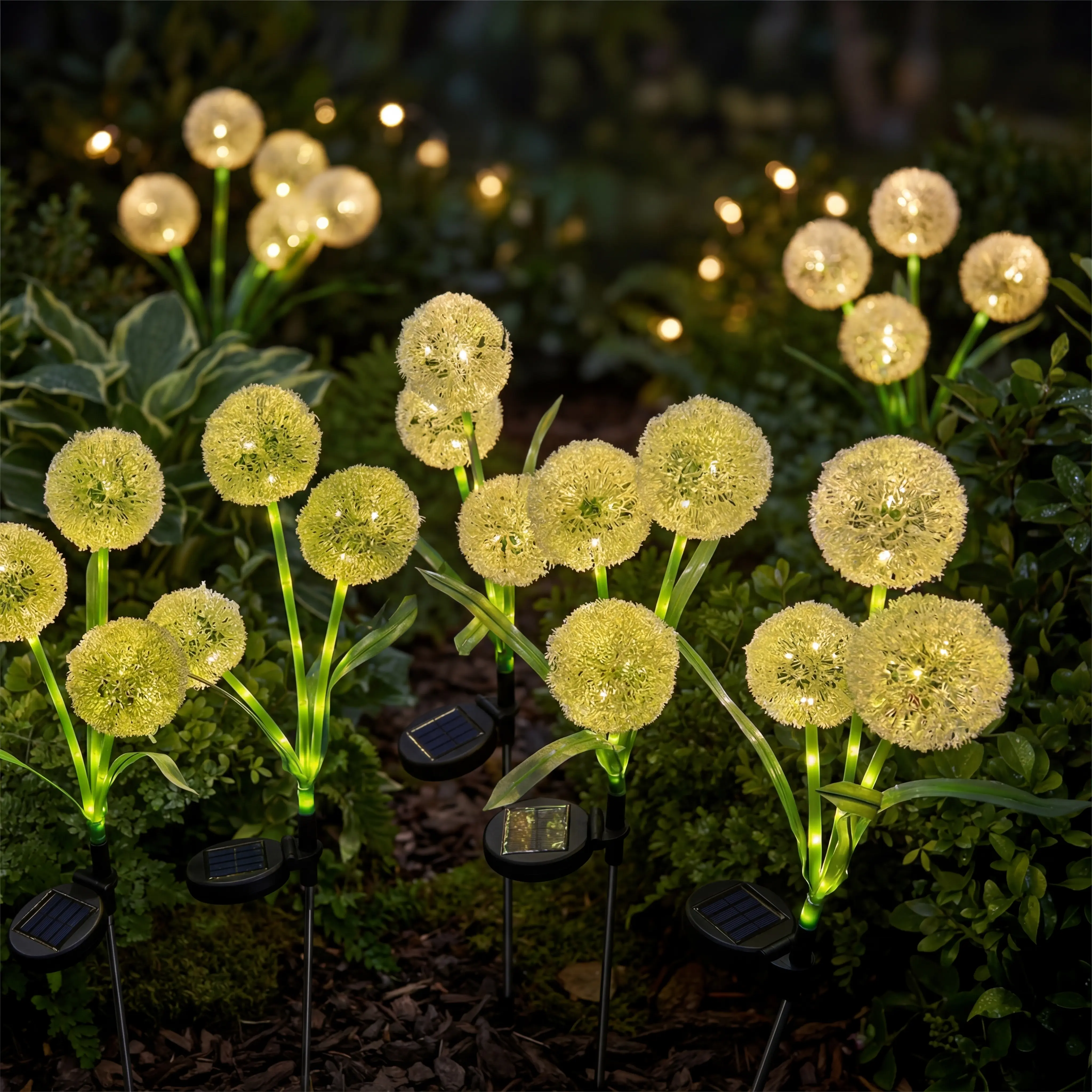 Magical Solar Dandelion Allium-Style Stake Lights - Waterproof LED Garden & Patio Decor - Fairy-tale Warm Glow,light,light up,solar outdoor lights