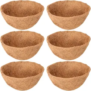6 Pack 14 Inch Hanging Basket Coco Liners Replacement, Round Coconut Coco Fiber Planter Basket Liners for Hanging Basket/Vegetables