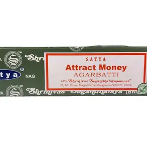 Satya Attrack Money Scented Incense Sticks Pack - Lavender Woody Aroma Home Fragrance Decor for Manifesting Abundance, Stress Relief, Creating Positive Energy Flow, Gifts