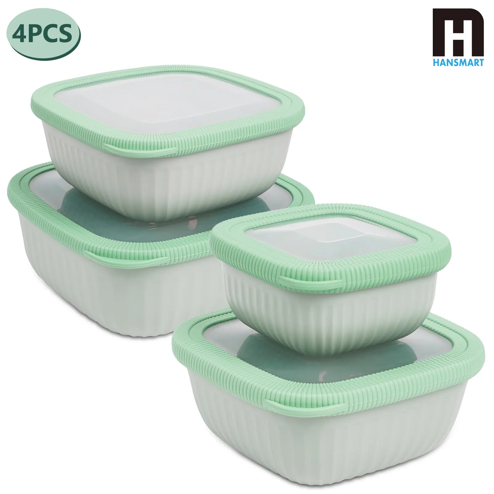 4 Pack Multi-Size Airtight Food Storage Container Kit (4 Containers + 4 Lids) - Leak-Proof Kitchen Organizers for Fruits, Veggies, Home Use Essential Kitchen Preserving Storage Solution