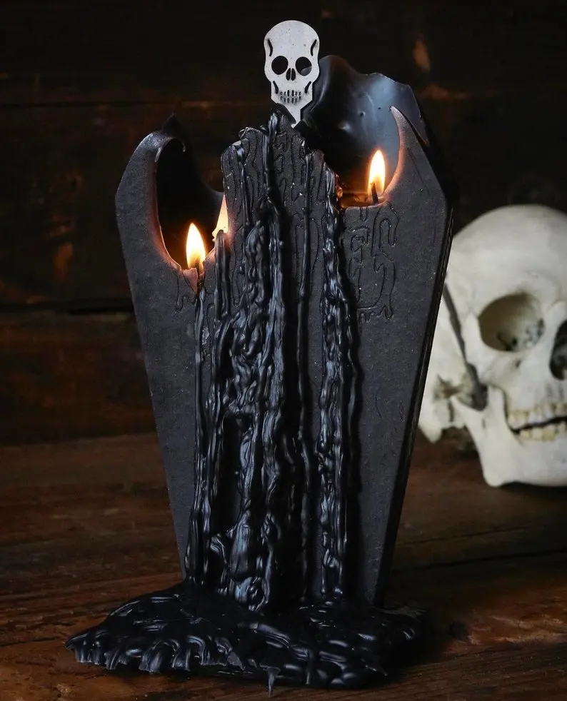 Coffin Skeleton Candle, Halloween Candles, Halloween Decorations, Halloween Decorations, Goth Birthday, and Creepy Candles