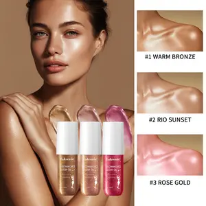 Lakerain Body Shimmer Oil Rose Gold/Warm Bronze/Rio Sunset  Natural Glow Luminizer Long Lasting Waterproof Moisturizing Liquid Illuminator Highlighter Makeup for a Sun-Kissed Glow 3 Colors Shimmering Body Makeup