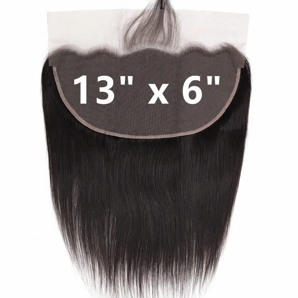VIPbeauty 13x6 Lace Frontal Transparent Frontal Ear to Ear 13x6 Lace Frontal Closure With Baby Hair Free Part 100% Virgin Human Hair Closure Natural Hairline 150% Density