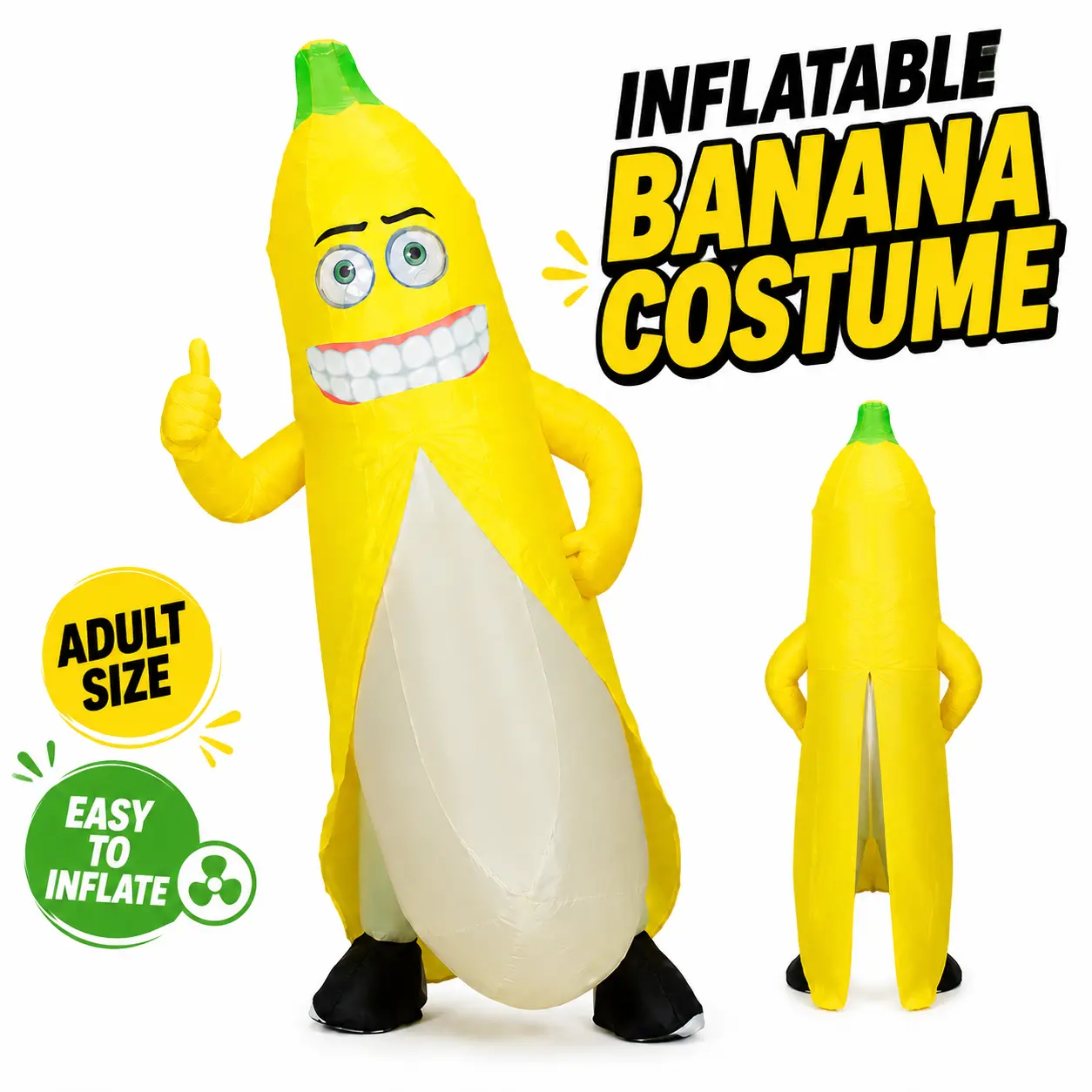 Inflatable Banana Costume for Adults, Funny Blow Up Banana Costume, Giant Fruit Mascot Outfit for Halloween, Costume Parties, Cosplay and Festivals