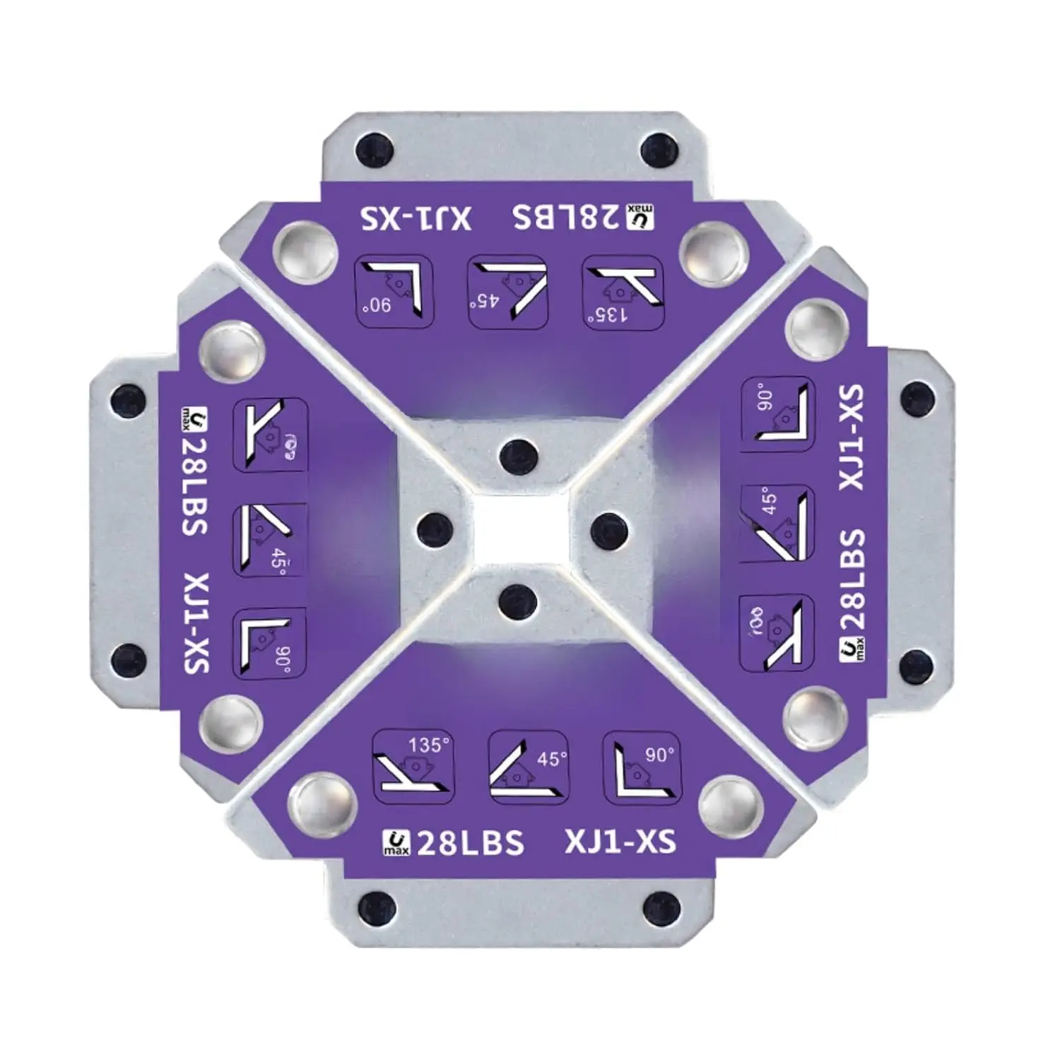 Arrow Welding Magnet, Purple, Metal Construction, 28 LBS Holding Capacity, Multi-Angle Positioning Tool for Welding