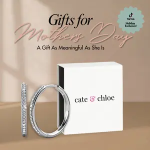 Cate & Chloe Bianca 18k White Gold Plated 25mm Hoop Earrings for Women – 34 Simulated Diamond Crystal Hoops – Hypoallergenic, Lead & Nickel Free Lightweight Earrings with Secure Latch Back – Premium Gift Box Included, American Owned Brand