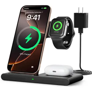 Wireless Charger, Magnetic Foldable 3 in 1 Mag-Safe Charger, Fast Travel Wireless Charging Station for iPhone 15/14/13/12/ Series,for iWatch,for AirPods