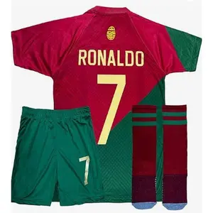 3Pcs Tshirt Pant and Sock One Set 4-13 Years Trainnng Uniforms Soccer Jesey Set for Children Portugal Soccer Legend #7 Jersey Fan Kids Unisex Jersey/Shorts Youth Sizes