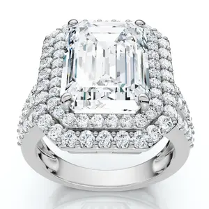 Certified 6Ct Aria Emerald Diamond Engagement Ring 14k Gold/Platinum Lab Grown