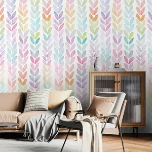 Multicolor Watercolor Leaf Self-Adhesive Decorative Wallpaper PVC Cuttable Closet Sticker Drawer Decal Furniture Renovation