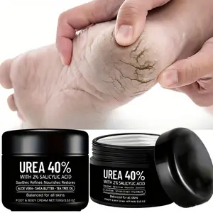 1pc 40% Urea Foot Cream for Cracked Heel - with Tea Tree Oil, Hyaluronic Acid & Shea Butter - Intense Moisturizer, Dead Skin Remover, Non-Greasy, Hypoallergenic Formula for All Skin Types, Foot Care Product