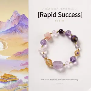 [Rapid Success] crystal bracelet, yellow quartz amethyst rose quartz lacquer bead, unisex, daily wear gift, natural stone, wealth success good luck balance symbol