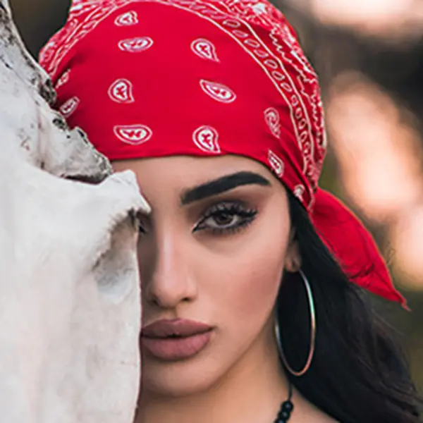 Unisex Paisley Large Bandana Hair Scarf - Black, Red and White Cowboy-Style Headdress Headband Hip-Hop Durag Dandana