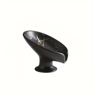 Ceramic Self-Draining Soap Rack, Marble Exterior, Leaf-Shaped Soap Dish, Soap Dish Holder, Soap Tray, Easy to Clean, Keeps Soap Dry, Bathroom Accessory, Bathroom Supplies