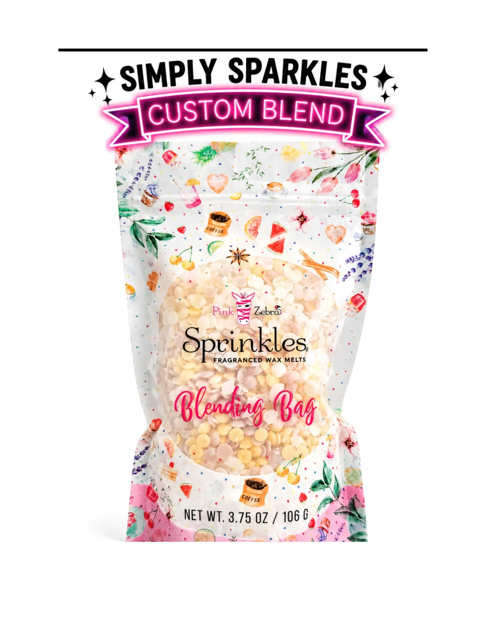 Pink Zebra Wax Melts Custom Blends Sprinkles 3.75 Oz Bag Soft Soy Blend Eco-Friendly & Safe for Home Fragrance Scented