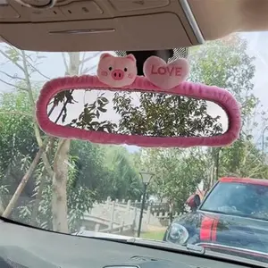 Cute Cartoon Pig Design Car Rearview Mirror Hanging Ornament, Car Interior Decoration, Universal Car Interior Accessories for Women & Girls