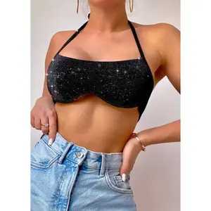 Kissed By The Stars Crop Top in Shiny Black