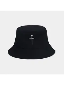Creative and personalized cross-stitch embroidered fisherman hat, fashionable sun protection hat for men and women, unisex bucket hat