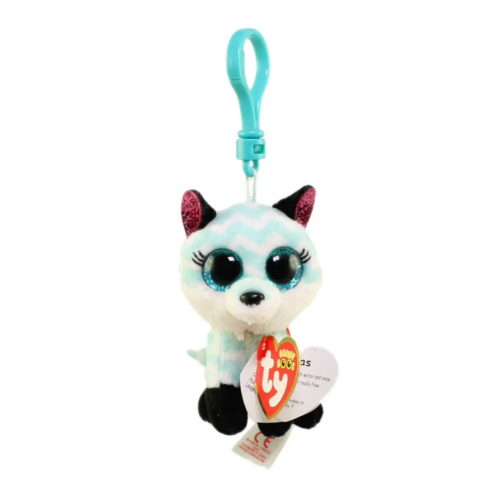 TY Beanie Boos Cute Unisex Clip-On Keychain - Atlas the Fox with Sparkly Eyes, 3 in Plastic Key Clip