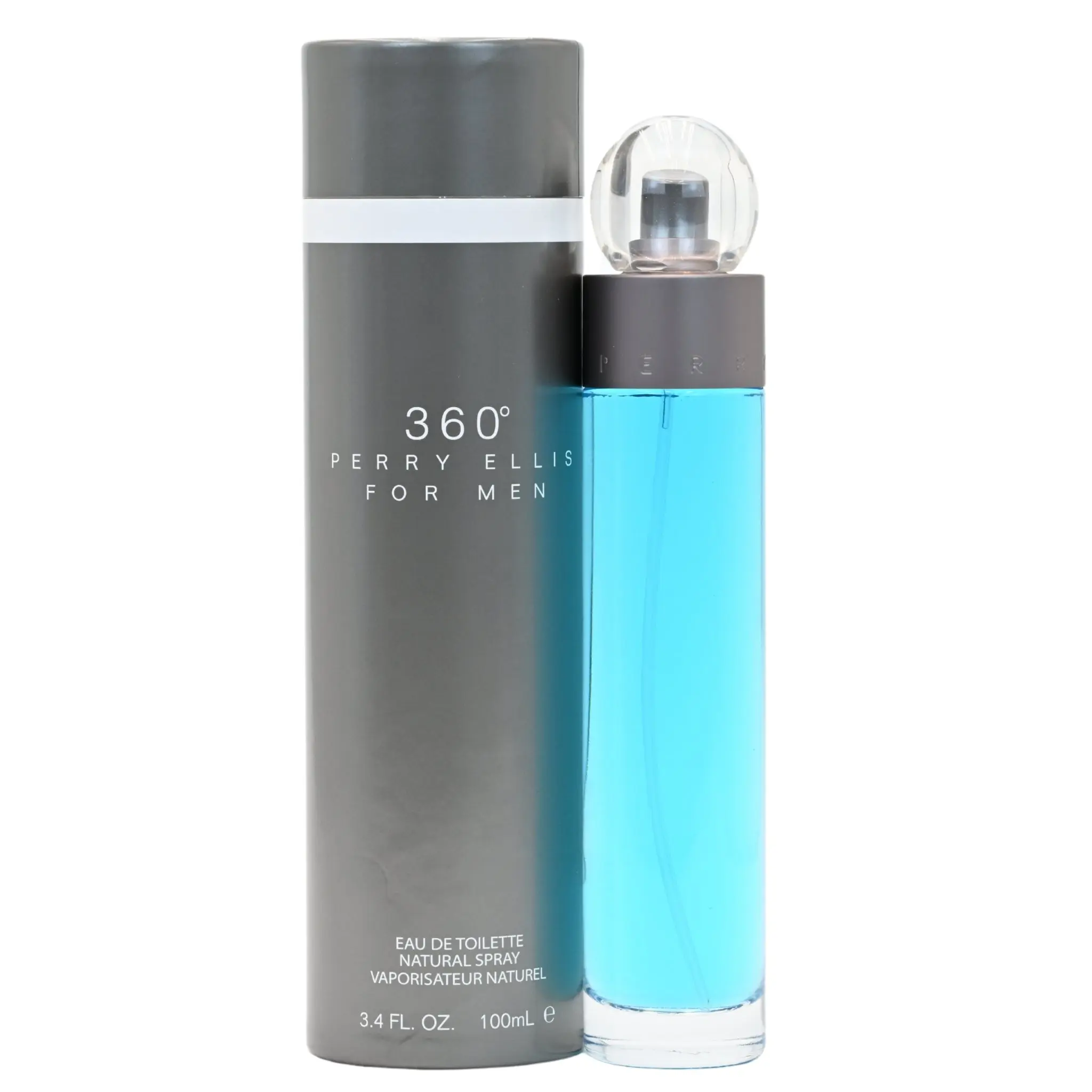 Perry Ellis 360 for Men 3.4 fl oz Eau de Toilette Bottle - Daytime Wear Fruit-Flavored Fragrant Blueberry & Jasmine Men's Fragrance with Spicy Lavender, New in Box, Bottle Men's Fragrance
