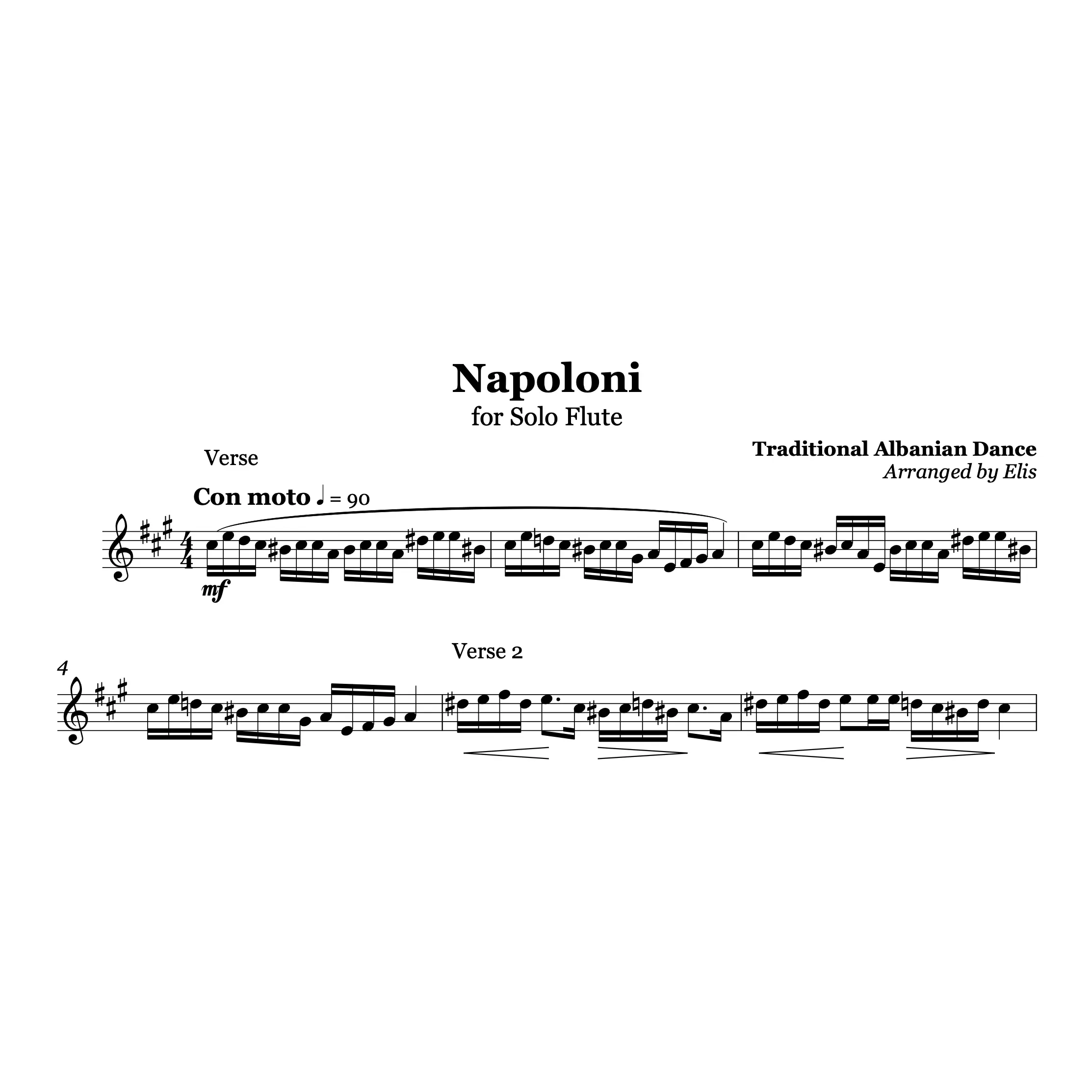 Napoloni, Albanian Flute Sheet Music