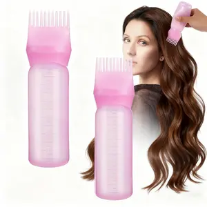 2 Pack Root Comb Applicator Bottle 6 Ounce Hair Oil Applicator for Hair Dye, Hair Oiler Comb Bottle with Graduated Scale