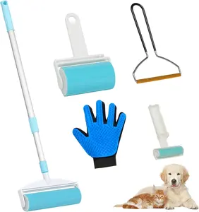 SMONTER Pet Hair Remover 5 Packs, Washable Lint rollers set for pet hair extra sticky, Pet Grooming Glove Brush, Portable Fur Removal Copper Head Scraper for Carpet, Clothes, Couch, Furniture, Car Mat