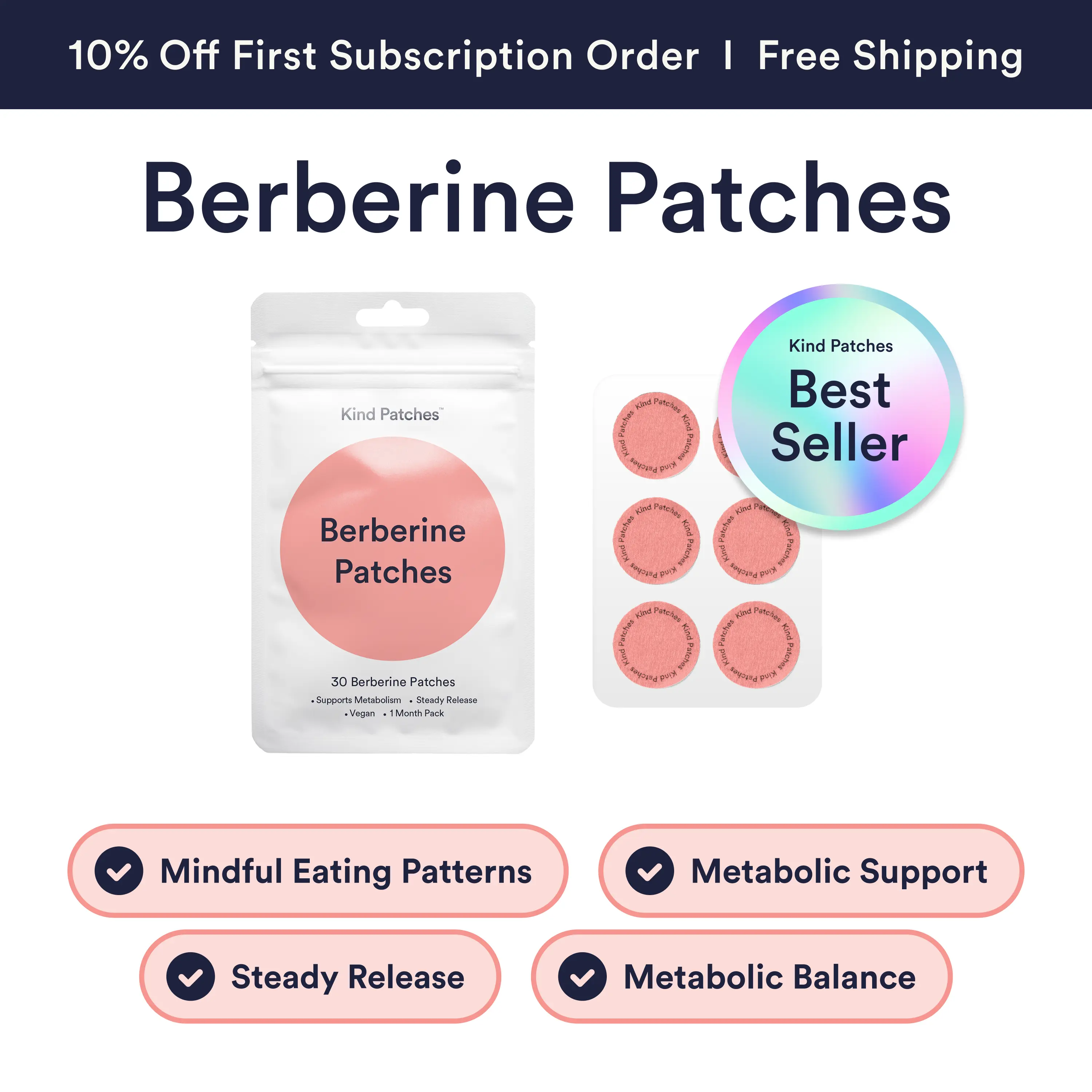 Kind Patches: 30 Berberine Patches, Steady Release, Vegan, 1 Month Pack Kind Patches: 30 Berberine Patches, Steady Release, Vegan, 1 Month Pack