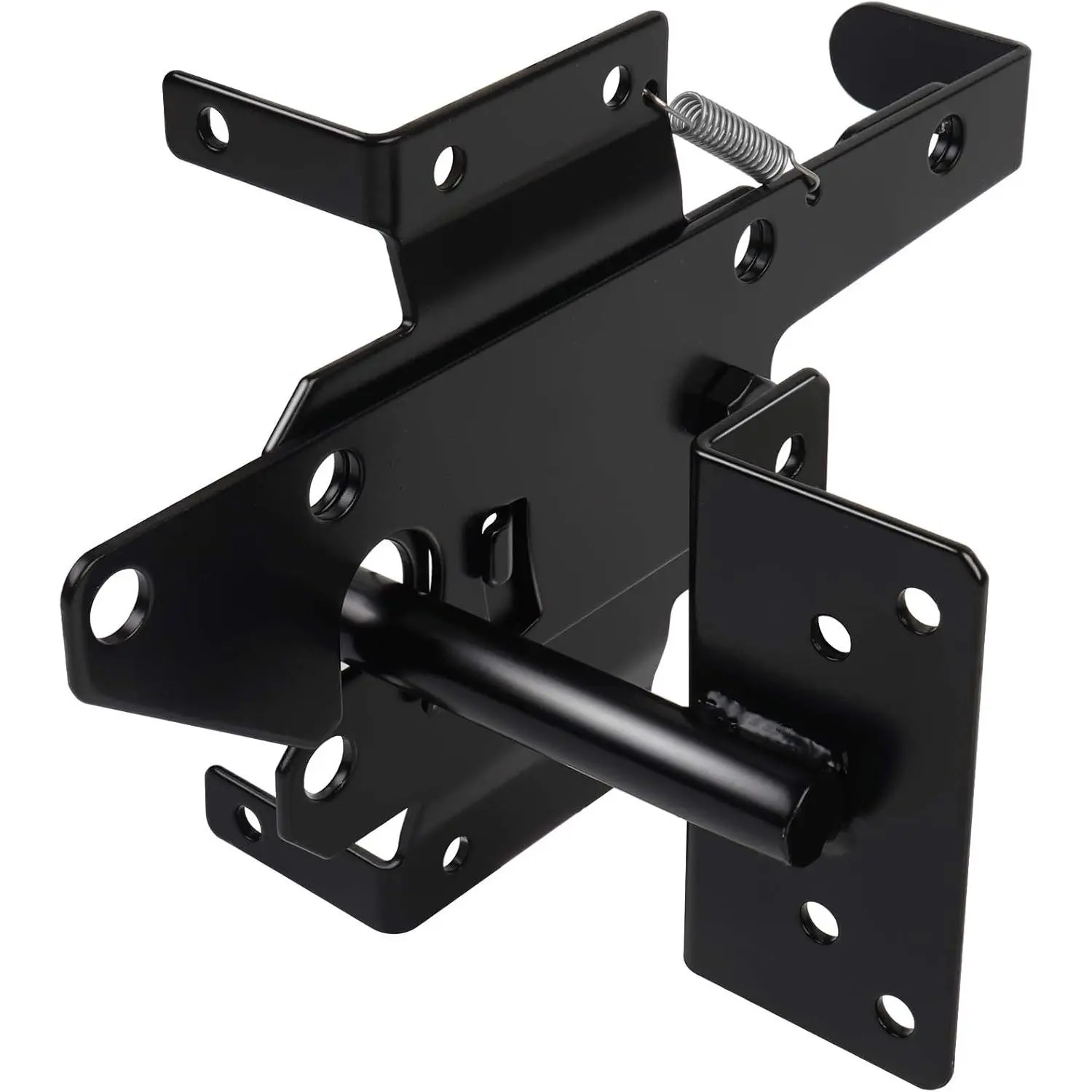 Gate Latches for Wooden Fences Heavy Duty Post Mount Automatic Gravity Lever Spring Self Locking Hardware Wood/Vinyl Fence Gate Lock for Secure Pool/Yard/Garden,Black Finishing,Steel