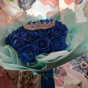 Blue flowers  bouquet with crown