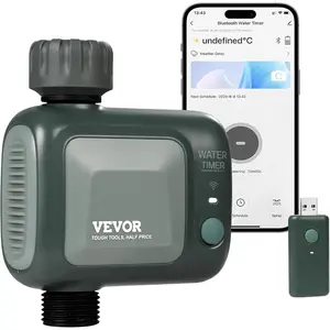 Father's Day Gift VEVOR WiFi Sprinkler Timer, Single Outlet, Smart Hose Faucet Water Timer with Brass Inlet, APP Control via 2.4Ghz WiFi or Bluetooth, Voice Control with Alexa Google Assistant, IPX6 for Yard Watering