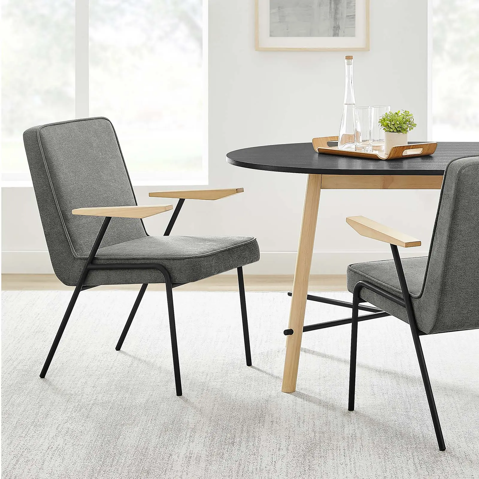 Modway Vista Modern Ergonomic Support Dining Armchair - Slate, 1 Size Indoor Furniture, Stylish Design, Indoor Use Ergonomic Support Dining Room Furniture, Minimal