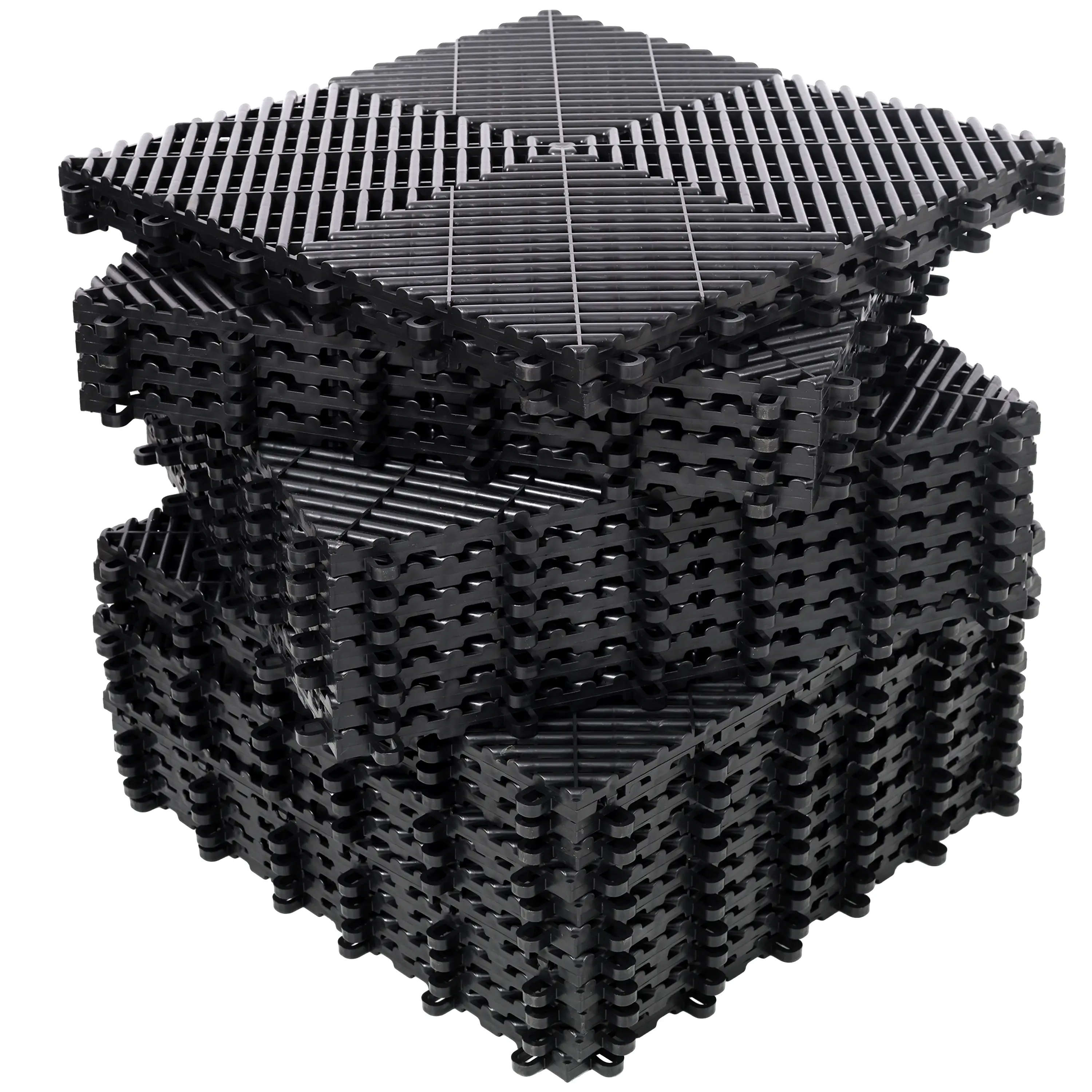 25 Packs Plastic Garage Floor Mats,15.6"x15.6" Size,Non-Slip Interlocking Plastic Garage Floor Mat,Splicing Drainage Floor Tile and Shower Mat, for Garage, Garden, Kitchen & Outdoor