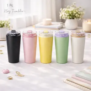 1 Pc 15oz Insulated Hydration Tumbler With Dual Sip Straw Lid, Double Wall Thermal Cup Leak Proof Travel Mug, Straw And Flip Drink 2 In 1 Design, Minimalist Aesthetic Office Desk Cup, Hot Cold Drinks 12h/24h Gift For Women Men Daily Use Drinkware