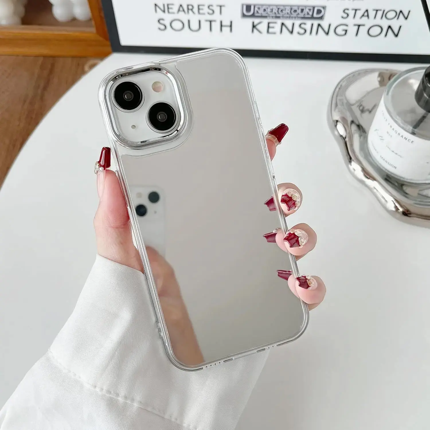 makeup mirror phone case, compatible with iPhone 17 Pro Max, 16, 15, 14, 13, 12, 11 Pro Max, Pro Plus. Personalized cute mirror makeup phone protective case for iPhone, shockproof phone case and accessories aesthetic tough