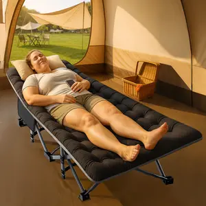 Naudacaa Folding Camping Cot – Heavy Duty, Double Layer Oxford, Portable Travel & Outdoor Bed with Carry Bag, Up to 880 Lbs