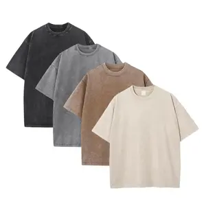 4-Pack Unisex Vintage Acid-Wash Solid Color T-Shirts