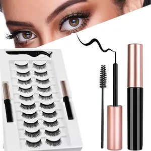 Magnetic Eyelash Kit with 2 Magnetic Eyeliners, Tweezer & Brush, Natural Look, Long-Lasting, Reusable, No Glue Needed, Cosmetic