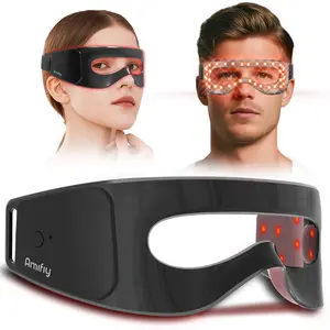 AMIFIY Red Light Therapy Eye Mask for Dark Circles & Puffiness 3-Minute Gentle Massager for Men & Women Smooths Fine Lines Daily Use