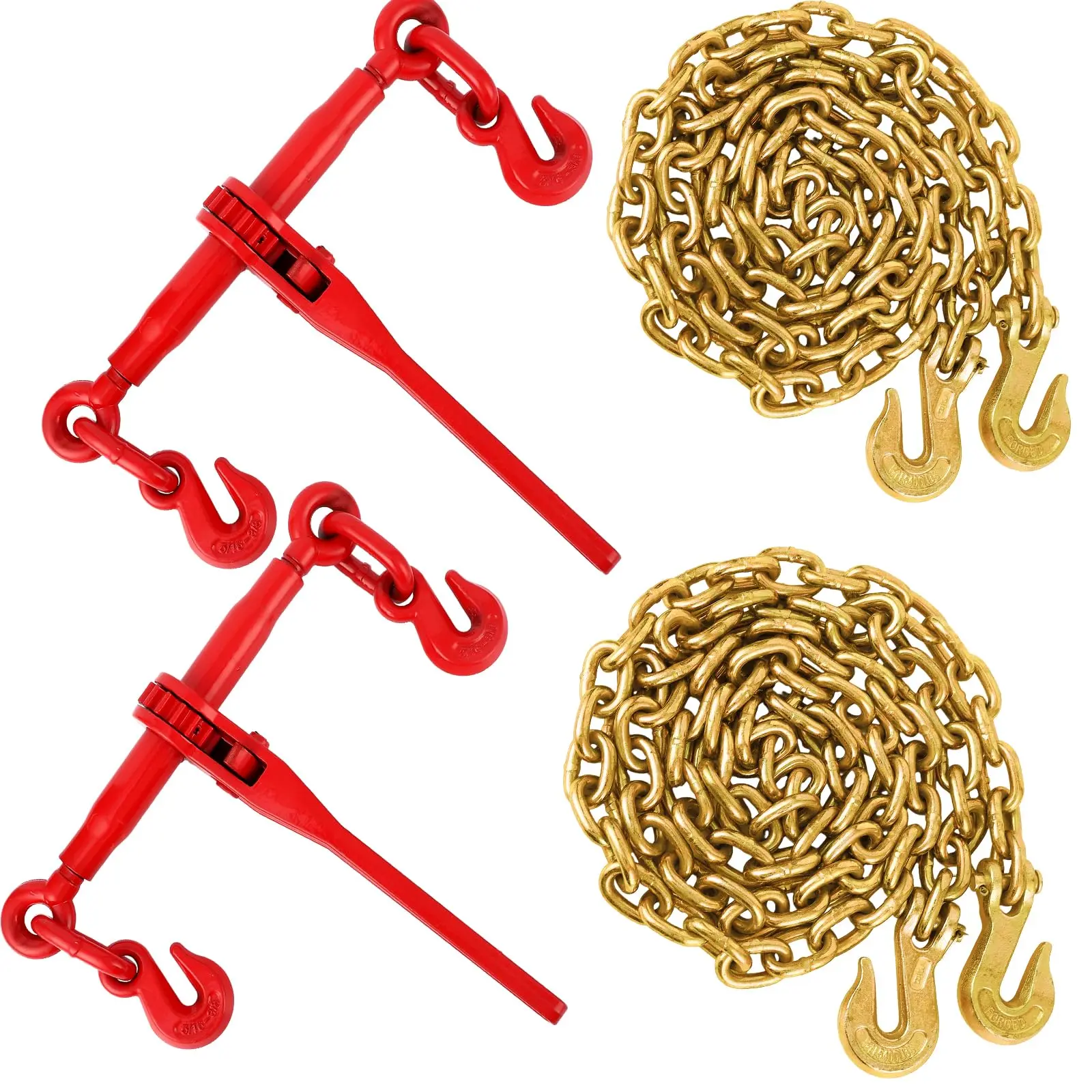 Garvee Ratchet Chain Binder Kit, 1/4" x 10 ft Grade 70 Chain, 9200 lbs Breaking Strength, 6600 lbs Working Load Limit, Heavy Duty Cargo Binder for Towing, Hauling & Load Securing