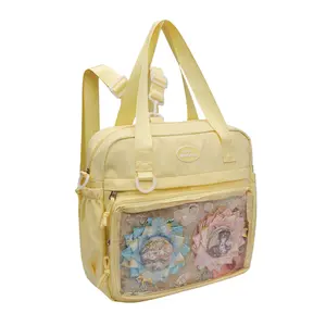 FAURALA Pastel Purple Kawaii Ita Backpack - Cute Multi-Way Tote Bag for Anime Pins & Plush Charms | Adjustable Shoulder Straps, Clear Mesh Window  | Lightweight Nylon, Stylish Handbag for Alt Girls & Ita Bag Collectors (Pins & Plush NOT Included)