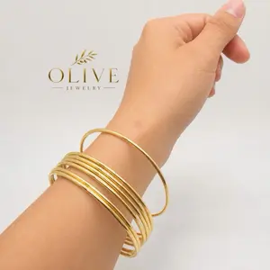 Olive Jewelry Semanario - 7 bangles non tarnish material polish finish for everyday wear size 7” to 7.5”