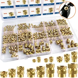 400Pcs Threaded Inserts, M2 M2.5 M3 M4 M5 M6 Female Thread Metric Knurled Nuts Assortment Kit, Brass Heat Set Insert for Plastic and 3D Printing Components (Threaded Inserts Ket) Self-Drilling Drywall Anchors and Screws Set