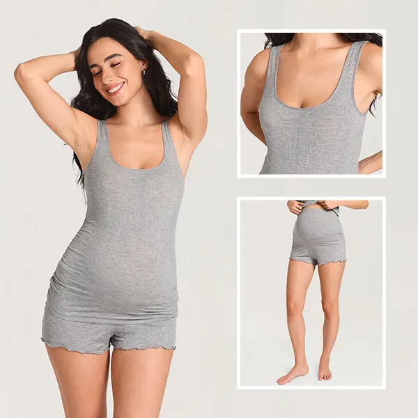 MOMANDA Naturveil Modal Ribbed Maternity Lounge Set