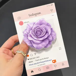 Pastel Purple Rose MagSafe Phone Grip – Aesthetic Floral Magnetic Pop Socket & Kickstand – Girly Phone & Kindle Accessory